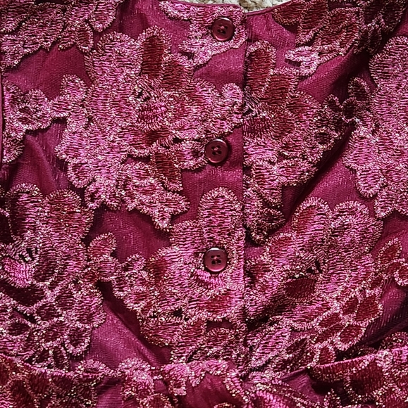 Pastourelle by Pippa & Julie Floral Lace Overlay Dress Size 6X Colors Maroon - Picture 5 of 7